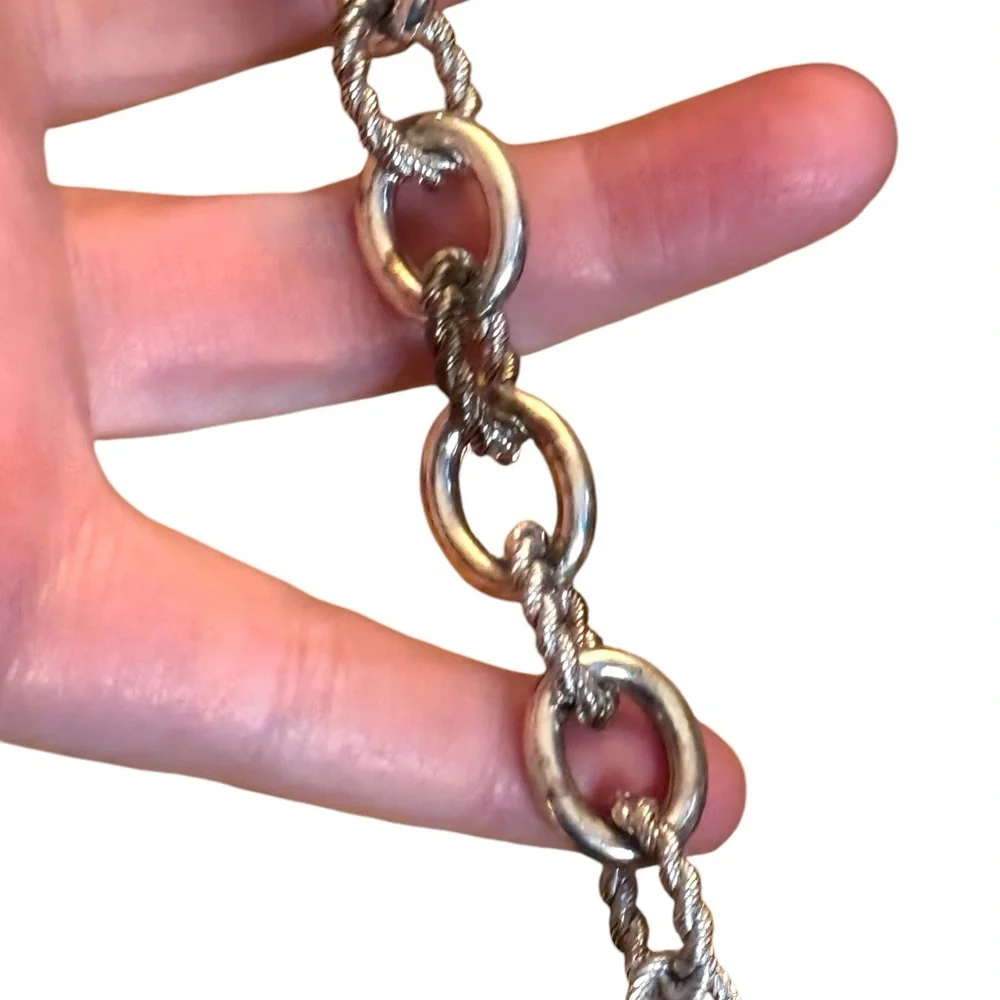 Judith Ripka Chain Bracelet Heart Charm Initial C Sterling Silver 925 CZ - Picture 7 of 8
